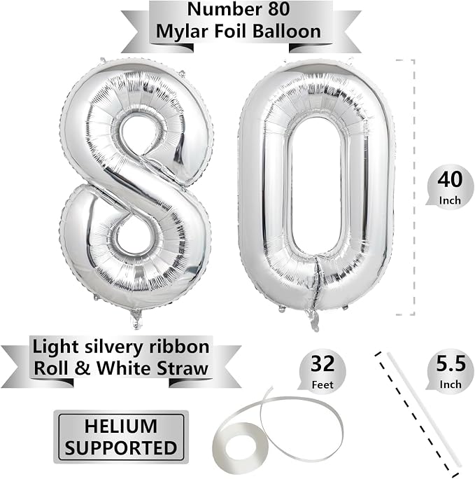 Number Balloons Silver Party Balloon - Image 2