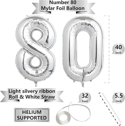 Number Balloons Silver Party Balloon - Image 2