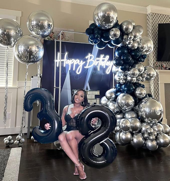 Black and Silver Balloons, Graduation, New Years, Engagement Party Decorations - Image 5