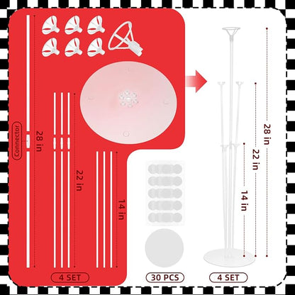 18" Race Cars Foil Balloons Stand Kit 4 Set, Sports Checkered Birthday Party - Image 3