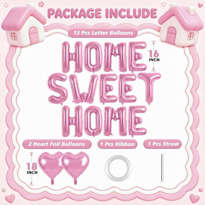 TONIFUL 16 Inch Pink HOME SWEET HOME Letter Balloon Decor - Image 2