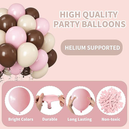 Pink and Brown Balloons Light Pink Coffee Brown Beige Balloons 12inch White - Image 7