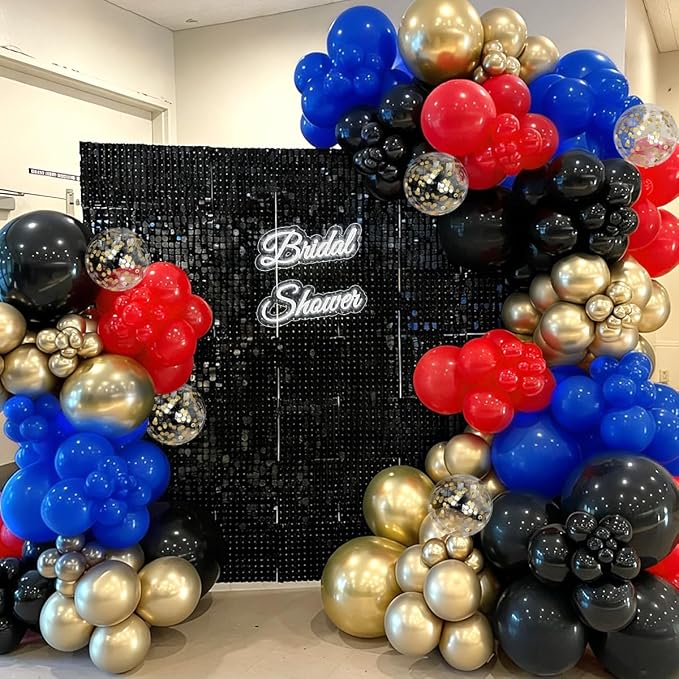 Red Black Blue Gold Balloons Garland Arch Kit - Image 7