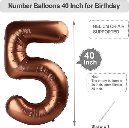 Number 4 Balloons 40 Inch Coffee Brown Balloon - Image 5