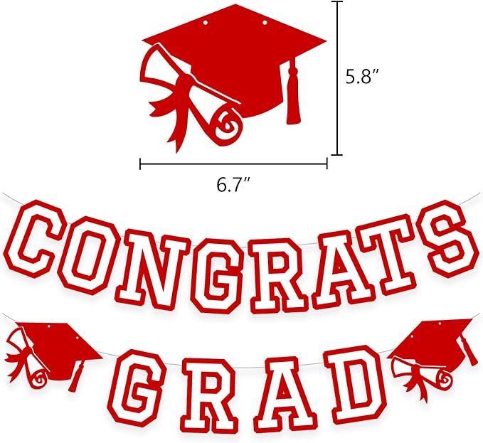 Congrats Grad Banner Graduation Party Banner Decoration Hanging Garland High - Image 2