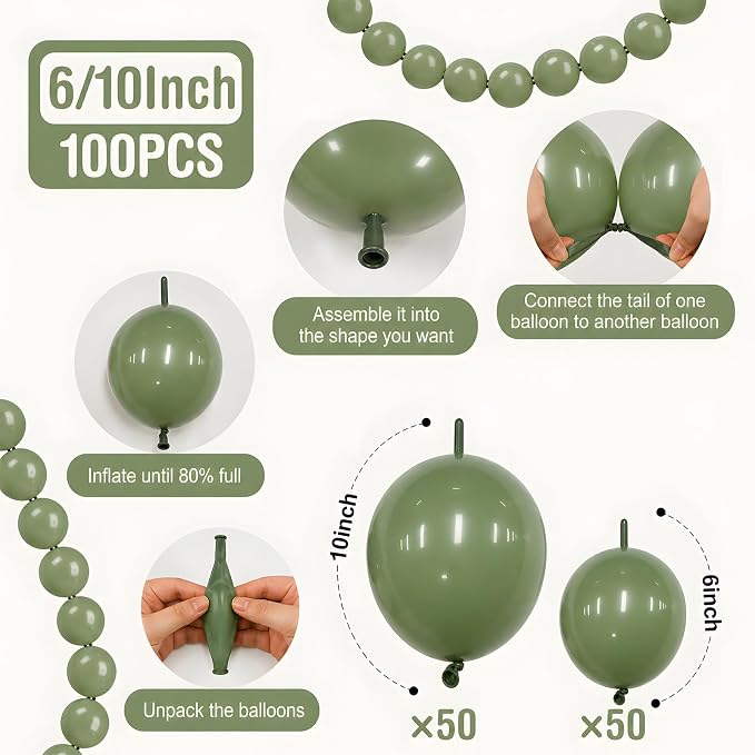 Sage Green Linking Balloons - Image 2