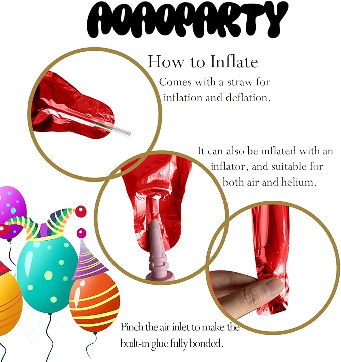 Red Happy Birthday Balloons Banner 16 Inch Mylar Foil | Happy Birthday Letters - Image 5