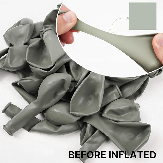 PartyWoo Dusty Green Balloons 140pcs Different Sizes Pack of 18 12 10 5 Inch - Image 2