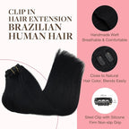 GOO GOO Clip in Hair Extensions Real Human Hair, Remy Human Hair Extensions Clip ins for Women, Natural Human Hair, 20inch 120g 7Pcs, 1 Jet black