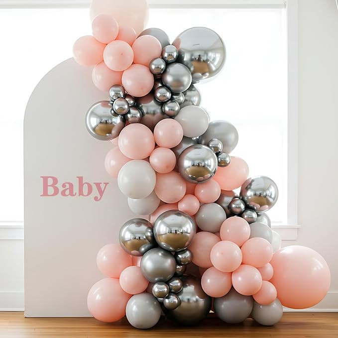 RUBFAC Silver Balloons Different Sizes 129pcs Metallic Balloon Arch Kit | - Image 8
