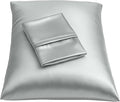 BLISSFORD Satin Pillowcase with Zipper, for Hair and Skin Care, Feels Soft and Cool Like a Silk Pillowcase, Satin Pillow Cases 2 Pack, Slik Pillow Cover, Silver Grey - Queen Size, Set of 2