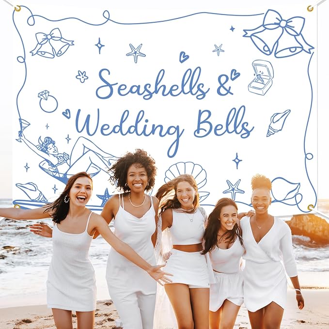 Seashells & Wedding Bells Backdrop Banner - Image 6