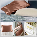 ZIMASILK 100% Pure Mulberry Silk Pillowcase for Hair and Skin Health,Soft and Smooth,Both Sides Premium Grade 6A Silk,600 Thread Count,with Hidden Zipper,1pc (King 20''x36'',Mocha)