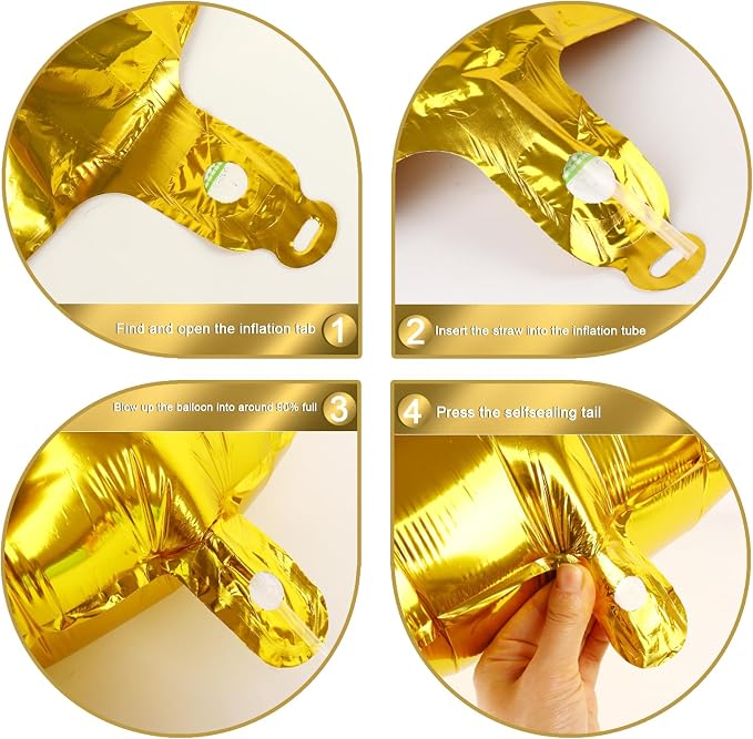 Digital Number 17 71 Gold Birthday Balloon 40 Inch, Foil Balloons - Image 4