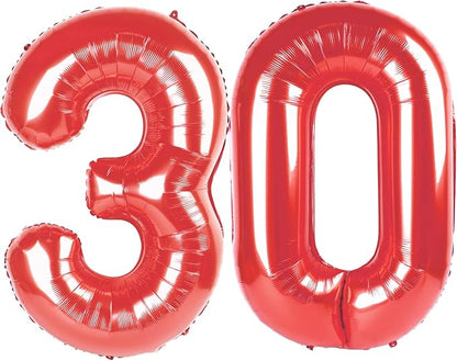 30 Balloon - Red Birthday Number Balloons, 40 Inch Decorations Men Women | Red by ALPHADELTAPI