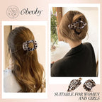 Obeoby 8 Pcs Flat Claw Clips for Women, 2 Types French Flat Hair Clips Hair Accessories Barrettes Large Medium (Tortoiseshell)