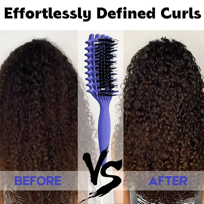 Curly Hair Brush Candybrush Curl Defining Brush for Detangling Shaping and Defining Curls for Women, Men, Wet & Dry Hair (Purple Pink)