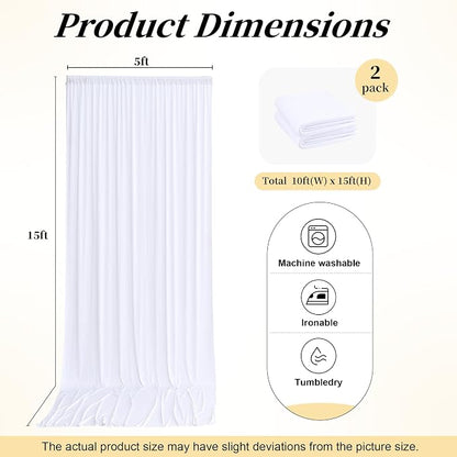 10ft x 15ft White Backdrop Curtains - Image 8