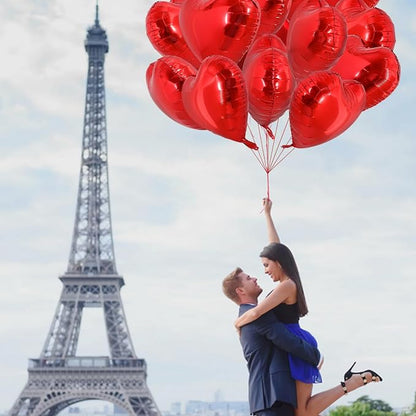TONIFUL 30 Pcs Red Heart Balloons 18 Inch Heart Shape Foil Mylar Balloons | - Image 3