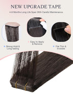 DOORES Invisi Edge Tape in Hair Extensions Human Hair, Light Dark Brown 10 Injection Tapeins with 10 Classic Tapeins 50g 22 Inch, Injected Tape in Extensions Straight