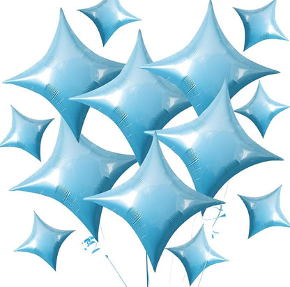 TONIFUL 30 Pcs Four Pointed Star Balloon 26In&10In Light Blue Foil Balloon | by TONIFUL