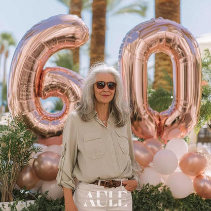 AULE 40 Inch Rose Gold 60 Balloon Number Foil 0-9 Birthday Big Numbers | - Image 3