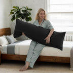 TELUS Body Cooling Pillow Case Cover, Bamboo Rayon Pillowcases with Zipper Closure, Cool and Breathable Pillow Case for Hot Sleepers and Night Sweats, 20x54 inches, Black, 1 Pack