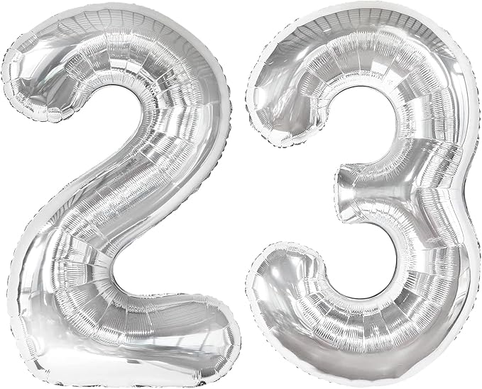 23 Balloon - Silver Birthday Number Balloons, 40 Inch Decorations Men Women | by ALPHADELTAPI