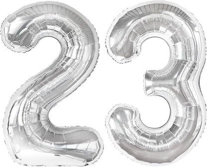 23 Balloon - Silver Birthday Number Balloons, 40 Inch Decorations Men Women | by ALPHADELTAPI