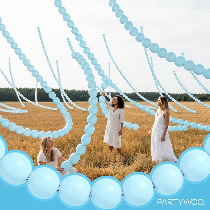 PartyWoo Baby Blue Linking Balloons 100pcs 6 Inch Blue Link Balloons | - Image 7
