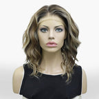IMSTYLE Vibe Brown Blonde Lace Front Wigs Short Bob Wavy Wigs Synthetic Hair Wig Free Part with Natural Hairline Shoulder Length for Women (Vibe Brown Blonde)