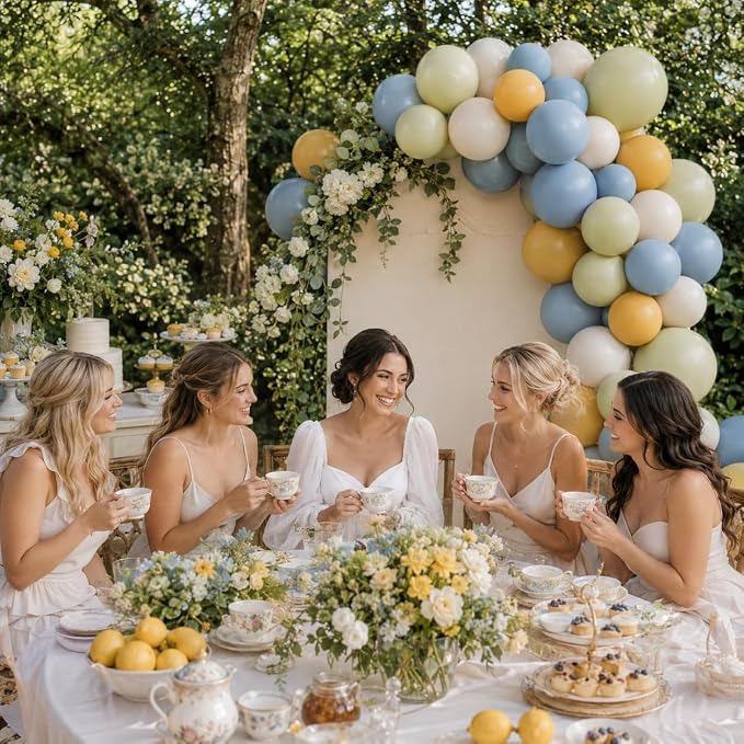 Dusty Blue Green Mustard Yellow Balloons, 12 Inch Lemon Theme Latex Balloon | - Image 7