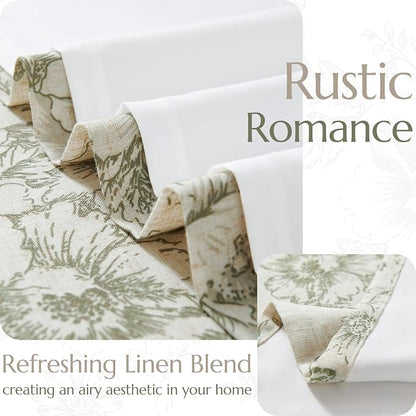 jinchan Floral Linen Curtains Lined 108 Inch Farmhouse Back Tab 2 Panels | - Image 3