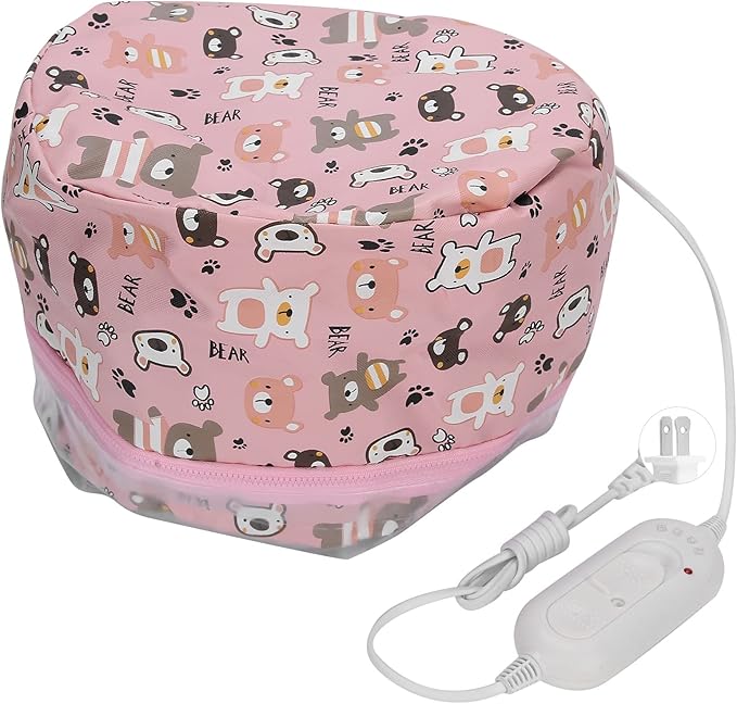 Hair Steamer Thermal Heat Cap, Heating Cap for Deep Conditioning Scalp Treatment Spa Hot Head Care Tool Portable 3 Gears Temperature Control Protection Detachable Electric for Home Salon Use
