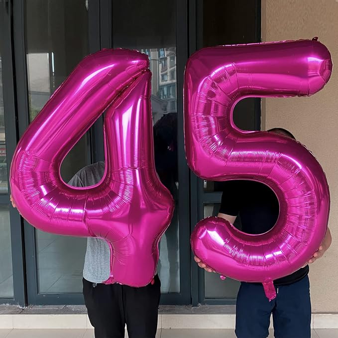 Jonhamwelbor 45 Balloons Number Big Giant Jumbo Large Hot Pink 45 Mylar Foil 40 - Image 4