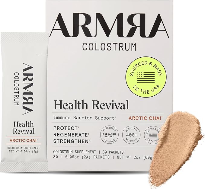 ARMRA Colostrum™ Powder | Arctic Chai | Gut Health & Bloating | Skin & Hair | Immunity | Keto, Gluten & Fat-Free | 30 Servings