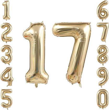 White Gold Number 17 Balloon 40 Inch, Champagne Foil Seventeenth Decoration | by Unknown