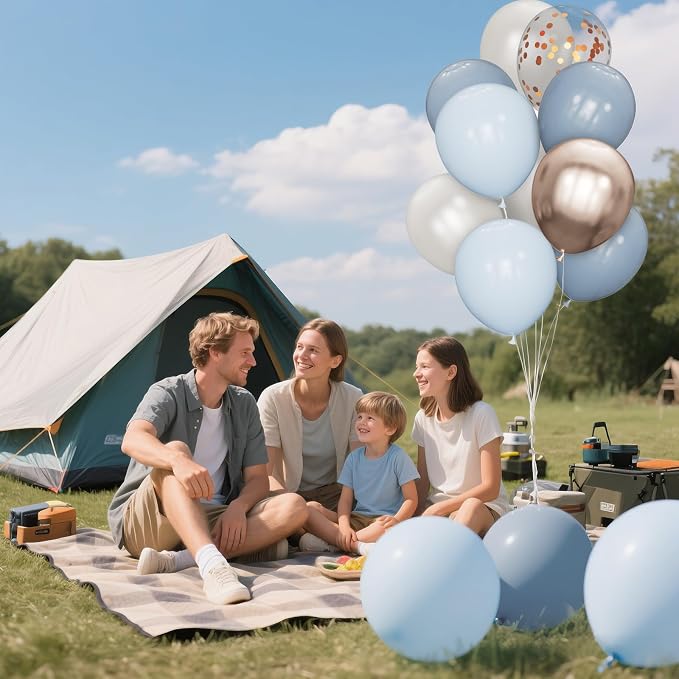 68Pcs Dusty Blue and Champagne Gold Balloons 12 Inch Sand White Pastel Baby - Image 5