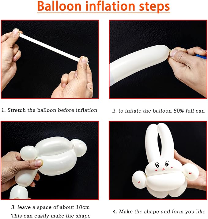 White 260 Long Balloons 100 Pack White Modeling Long Magic Balloons Thickening - Image 5