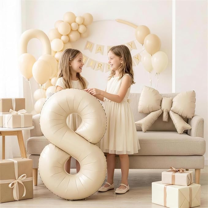 40'' Cream Foil Balloon Number 8 - Image 3