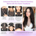 Black Synthetic Hair Toppers for Women with Thinning 3D 360° Cover Clip in Wispy Bangs Upgraded Adjustable Bandage 18 Inch Long Layered