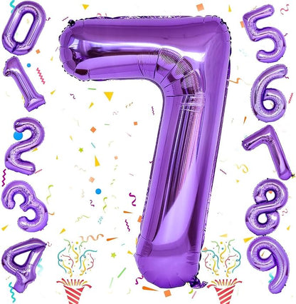 7th Birthday Number Balloon for Girls, 40 Inch Giant Mylar Purple 7 Balloon - Image 8