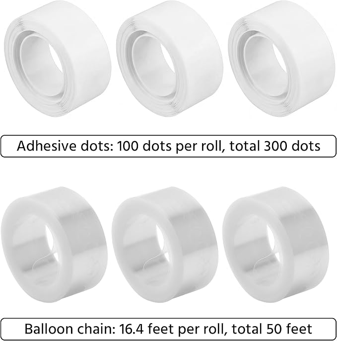 Olen Balloon Arch Strip Kit, 50 ft Tape, 300 Glue Dots - Image 2