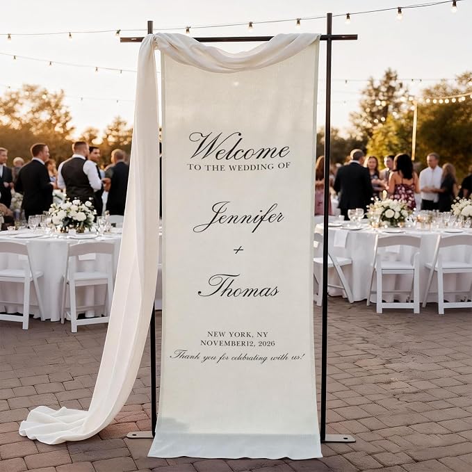 Personalized Wedding Welcome Sign Banner – Custom Couple Names & Date, Elegant by CALLADECORGIFTS