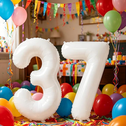 10 Pcs Number Balloons 32 Inch White 0-9 Number Mylar Foil Balloons White - Image 3