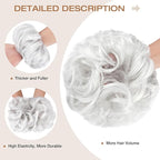 Messy Bun Hair Piece Wavy Curly Scrunchies Fluffy Donut Thick Updo Elegant Chignon Hairpieces for Women Girls, Silver Grey 1.4oz