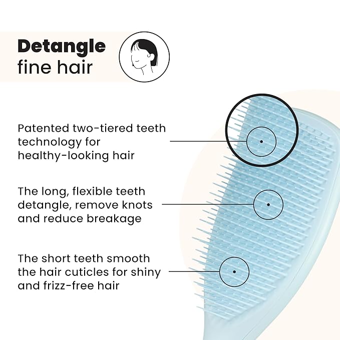 Tangle Teezer Fine & Fragile Ultimate Detangler Brush, Dry & Wet Hair Brush to Detangle & Reduce Breakage, Large, Seafoam Blue