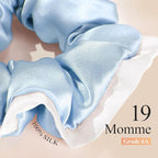 DAISYSILK Pure Mulberry Silk Hair Scrunchie for Women Gentle No-Crease Silk Hair Tie Smooth Elastic Ponytail Holder (Ice Blue)
