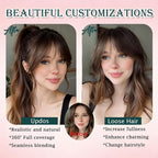 Benehair Clip on Bangs Human Hair, Front Hair Extensions for Women Hair Pieces with Temples for Daily Wear (Medium Brown)