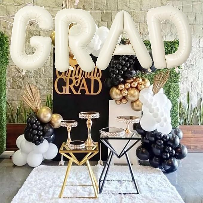 40 Inch Beige GRAD Balloons for Graduation Party Decorations, Large Cream White - Image 7
